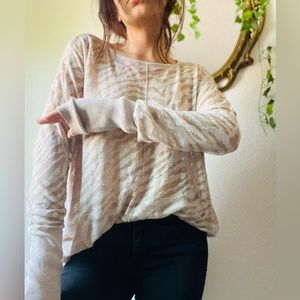 H&M Sheer Zebra Print Ivory Top Sz M